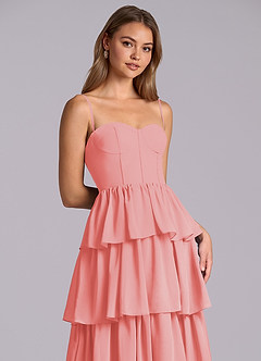 Azazie Faye Bridesmaid Dresses Coral A-Line Sweetheart Neckline Chiffon Dress image2
