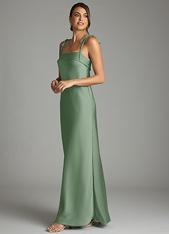 Azazie Ellia Bridesmaid Dresses Matcha Sheath Bow Stretch Satin Dress image4