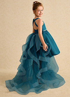 Azazie Julietta Abiti da Ragazza di Fiori Abito Principessa in Tulle Convertibile Blu Inchiostro image6