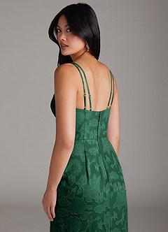 Azazie Leo Robes de demoiselle d'honneur Robe Fourreau en Blumen-Burnout Plissée Vert Foncé image6