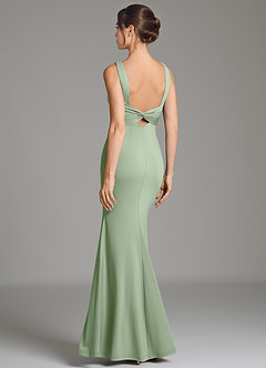 Azazie Gwen Bridesmaid Dresses Dusty Sage Mermaid Pleated Premium Stretch Jersey Dress image2