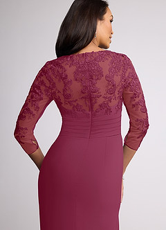 Azazie Joan Mother of the Bride Dresses Mulberry Sheath V-Neck Lace Chiffon Dress image5