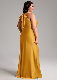Azazie Doretta Bridesmaid Dresses Butterscotch Mermaid Pleated Stretch Satin Dress image7