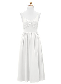 Azazie Zeya Junior White A-Line Chiffon Dress image7