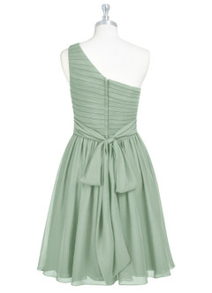 Azazie Katrina Bridesmaid Dresses Agave A-Line One Shoulder Chiffon Dress image7
