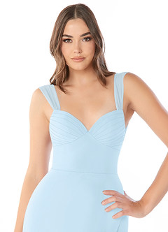 Azazie Audre Bridesmaid Dresses Sky Blue Mermaid Pleated Chiffon Dress image5