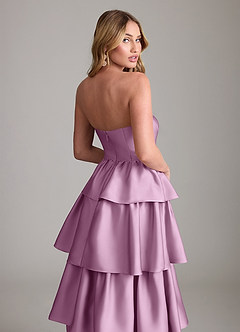 Azazie Faye Bridesmaid Dresses Wisteria A-Line Ruched Stretch Satin Dress image6