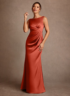 Azazie Baltimore vestidos de madre de la novia Vestido de Óxido de Satén Elástico de Corte en A con Plisado image1