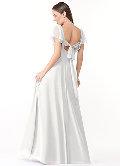 Azazie Syenna Bridesmaid Dresses White A-Line Ruched Chiffon Dress image2