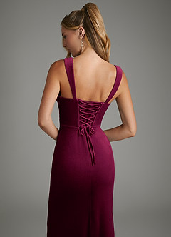 Azazie Agustina Bridesmaid Dresses Cabernet Mermaid Corset Velvet Dress image2