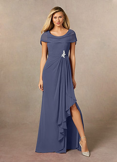 Azazie Mary Mother of the Bride Dresses Stormy A-Line Side Slit Chiffon Dress image1