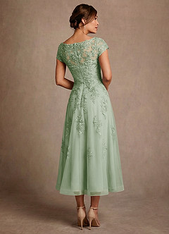 Azazie Jolanda Mère de la mariée Robes Robe Trapèze en Dentelle Vert Sauge image2