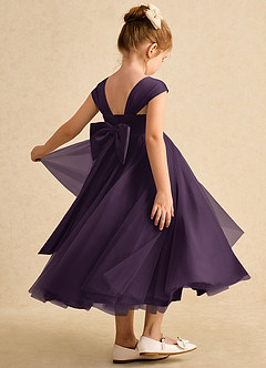 Azazie Chickadee Blumenmädchenkleider Ballkleid Herzausschnitt Matte Satin Kleid Pflaume image1