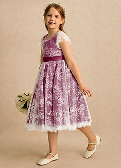 Azazie Maisie Flower Girl Klänningar Klänning A-linje i Spets image6