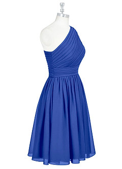 Azazie Katrina Bridesmaid Dresses Royal Blue A-Line One Shoulder Chiffon Dress image8