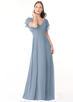 Azazie Syenna Bridesmaid Dresses Dusty Blue A-Line Ruched Chiffon Dress image1