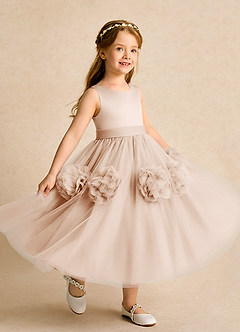 Azazie Vola Flower Girl Dresses English Rose Ball-Gown Sleeveless Tulle Dress image1