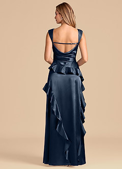 Azazie Sloane Jurken voor bruidsmeisjes Jurk van Metaalachtig Satijn met A-Lijn Sweetheart Halslijn Donkere Marine image6