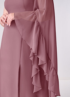 Barbie ♥ Azazie Robes de demoiselle d'honneur Robe Trapèze en Mousseline de soie Manche longue Mauve Vintage image10