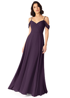 Azazie Tancie Bridesmaid Dresses Plum A-Line Off the Shoulder Chiffon Convertible Dress image1