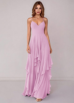 Azazie Zaina Bridesmaid Dresses Candy Pink A-Line Chiffon Dress image4