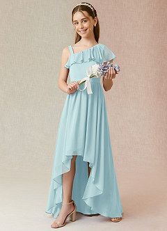 Azazie Mango Junior Sea Glass A-Line Ruched Chiffon Dress image2