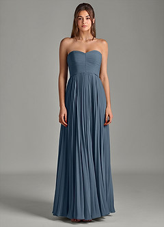 Azazie Chiana Abiti da Damigella Abito A-Line in Chiffon Senza Cinturino Blu Nettuno image4