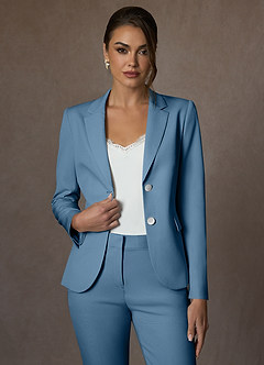 front Whitney Stahlblau Strukturierter Stretch-Blazer