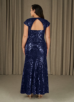 Azazie Korinna Mother of the Bride Dresses Dark Navy Mermaid Sequins Dress image7