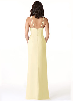 Azazie Leo Bridesmaid Dresses Lemon Sorbet Mermaid V-Neck Pleated Chiffon Dress image2