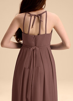 Azazie Arianthe Junior Abito A-Line in Chiffon Plissettato Espresso image8
