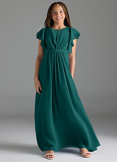 Azazie Daphne Junior Peacock A-Line Pleated Chiffon Dress image1