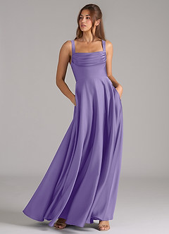 Azazie Shaude Bridesmaid Dresses Tahiti A-Line Pleated Stretch Satin Dress image3