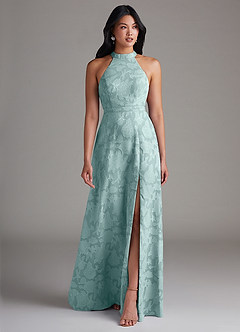 Azazie Clarice Jurken voor bruidsmeisjes Jurk van Bloemen Burn-out met A-Lijn Zijsplit De Nevel image1