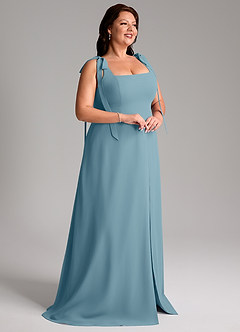 Azazie Debra Bridesmaid Dresses Moody Blue A-Line with Pockets Chiffon Convertible Dress image12