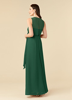 Azazie Marchioness Mother of the Bride Dresses Dark Green A-Line Scoop Pleated Chiffon Dress image4