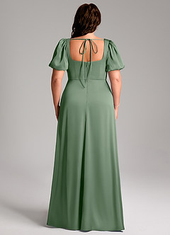 Azazie Fyona Brautjungfernkleider A-Linie Plissee Stretch-Satin Kleid Matcha image9