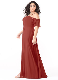 Azazie Sue Vestidos de damas de honor Vestido de Terracota de Gasa de Corte en A Convertible con Vestidos sin tirantes image9