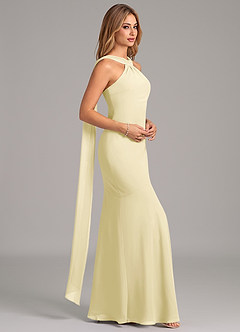 Azazie Kinsley Probar vestidos en casa Vestido de Azul Marino Oscuro de Gasa de Corte Sirena con Plisado image6