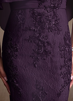 Azazie Amrita Mère de la mariée Robes Robe Sirène en Mousseline de soie Dentelle Prune image7