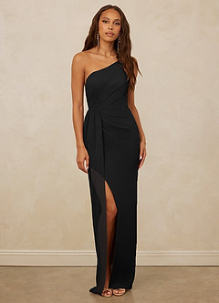Christian Siriano Bridal for Azazie 1003 Bridesmaid Dresses Black Sheath One Shoulder Chiffon Dress image1