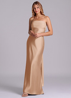 Azazie Ailanie Brudtärnklänningar Klä av Tubklänning i Stretch Satin Axelbandslös Engelsk Ros image3