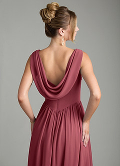 Azazie Novi Bridesmaid Dresses Merlot A-Line Pleated Chiffon Dress image2