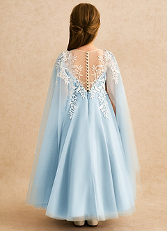 Azazie Dandelion Flower Girl Dresses Sky Blue Ball-Gown Lace Dress image2