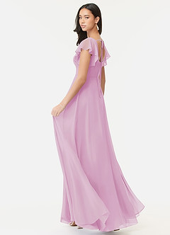 Azazie Bondi Bridesmaid Dresses Candy Pink A-Line Ruffled Chiffon Dress image5