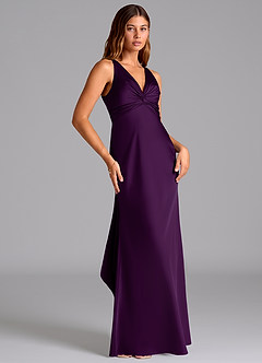 Azazie Hati Brautjungfernkleider Meerjungfrau-Linie Stretch-Satin Kleid Traube image4