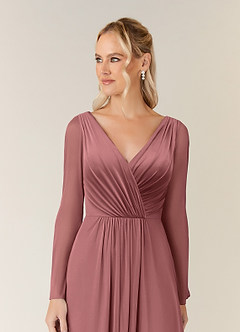 Azazie Teraso Kleider für die Brautmutter A-Linie Plissee Gittergewebe Kleid Wüstenrose image4