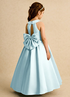 Azazie Daisies Flower Girl Dresses Sea Glass Ball-Gown Bow Matte Satin Dress image1
