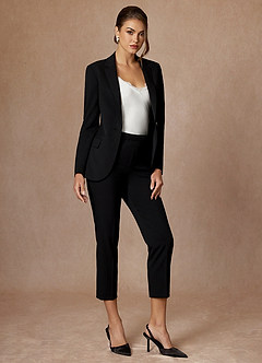 front Charlotte Black Refined Weave Dress Pants