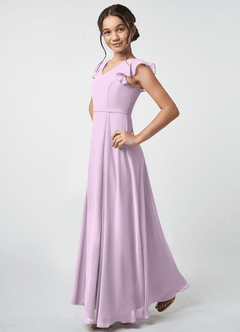 Azazie Claudine Junior Robe Trapèze en Mousseline de soie Plissée Frostiges Flieder image3